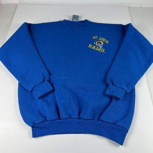 VTG 90s Logo 7 St. Louis Rams Sweatshirt Adult Medium Blue Embroidered Crewneck
